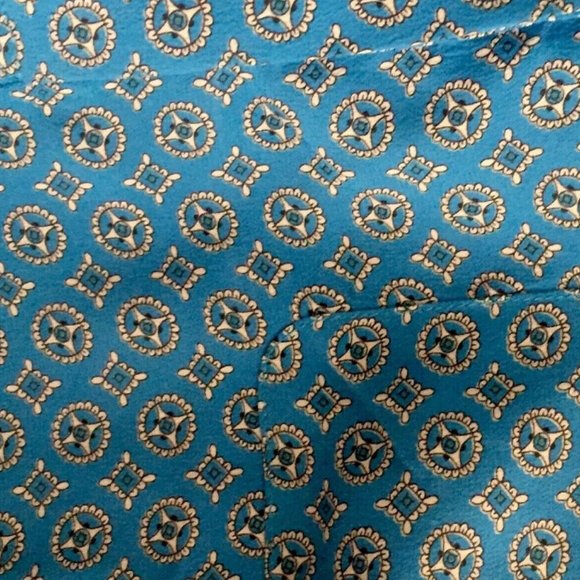 JOIE Silk Blue Blouse Tunic Turquoise Geometric Long Sleeves Top shirt Sz Small - Picture 3 of 7